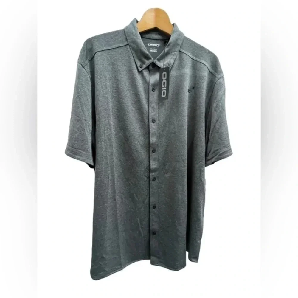 OGIO Men’s Short Sleeve Charcoal Gray‎ Golf Shirt Button Up Polo​​ - Picture 3 of 7